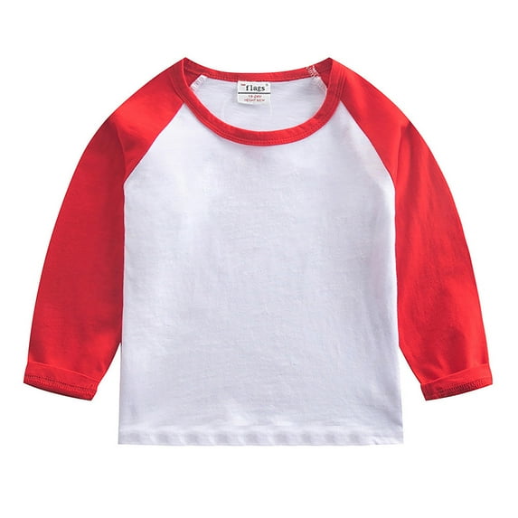 Emitonse Toddler Girl Shirts Girls Long Sleeve Tees Girls' Soft T-Shirts Kids Basic Crewneck T-Shirts Top for Teen Youth Girls Size for 11-12 Years,Red