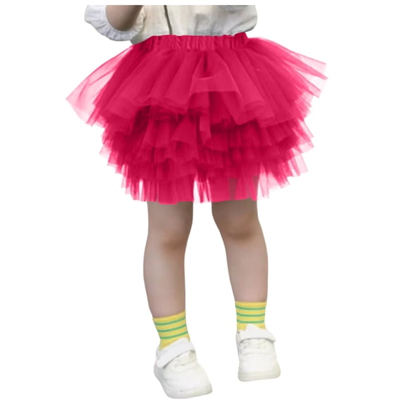 Emitonse Toddler Girls Layered Tutu Skirt Girls Layered Tutu Skirt Dance Dress Ruffle Toddler Tutu Girls Clothes Size 5-6 Years,Hot Pink