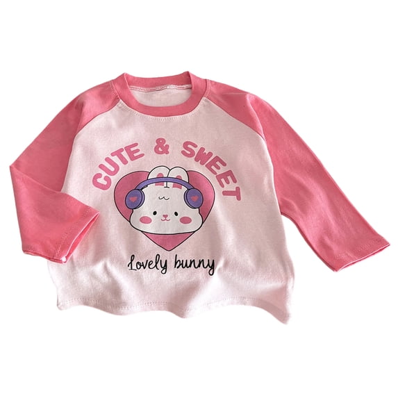 Emitonse Toddler Girls Long Sleeve T Shirt Unisex Baby Girls Boys Infant Toddler Long Sleeve T Shirts Graphic Cartoon Cute Print Crewneck Tee Pink,Size 3-4 Years