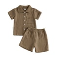 thumbnail image 1 of Emitonse Toddler Kids Baby Boy Summer Clothes Sets,Childrens Comfortable Breathable Set Boys Simple Short Sleeved Two Piece Set Coffee,Size 0-6 Months, 1 of 4