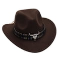 thumbnail image 1 of Emitonse Toddler Sun Hat,Kids Western Hats Boys Girls Cowboy Cowgirl Hat Felt Hat Cowboy Coffee,Size 3-8 Years, 1 of 5