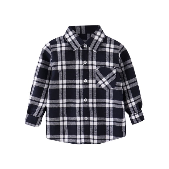 Emitonse Toddler T Shirt Kids Toddler Flannel Jacket Plaid Long Sleeve Lapel Button Down Shacket Baby Boys Girls Pockets Shirt Top Coat Outwear Grey,Size 5-6 Years