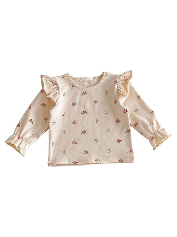 Toddler T Shirts Girls Long Sleeve T-Shirt Toddler Cotton Tees Kids Comfort Soft Thick Warm Basic Tops Size for 12-18 Months,Pink