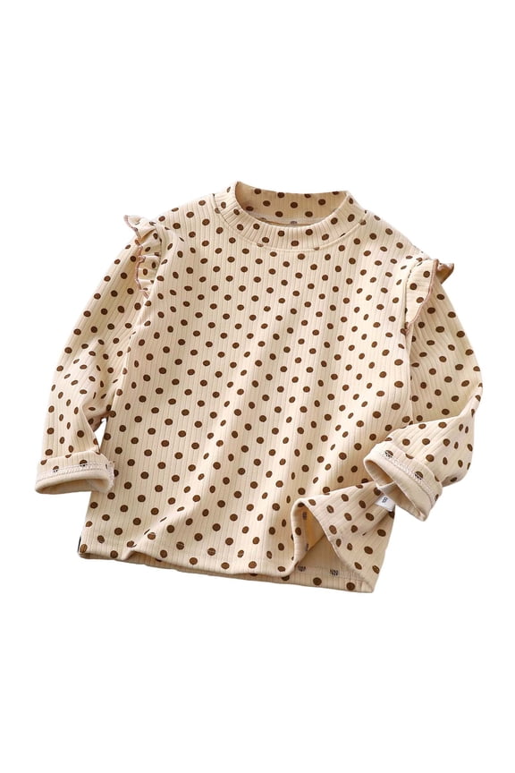 Toddler Tshirts Toddler Girls Solid Color T-Shirt Kids Blouse Plain Ruffle Sleeve Top Baby Girl Cotton Casual Clothes Size for 18-24 Months,Brown