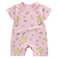 thumbnail image 1 of Emitonse Unisex Baby Jumpsuit Infant Boys Girls Baby Romper Cartoon Baby Bodysuit Cute Short Sleeved Baby Romper Size 3-6 Months,Light Pink, 1 of 6