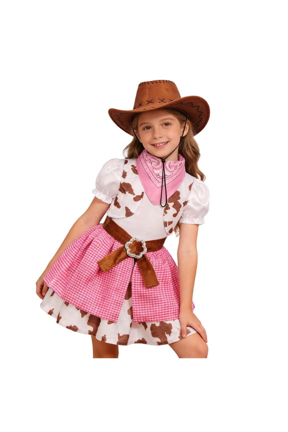 White Dress For Baby Girl Baby Girl Clothes For Girls Halloween Western Rodeo Dress Up Outfit Role Play Party For Kids Pink,7-8 Years