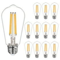 Emitting ST58 LED Edison Bulb, E26 Base, 2700K Warm White, Straight Filament Decorative Light Bulbs, 12-Pack