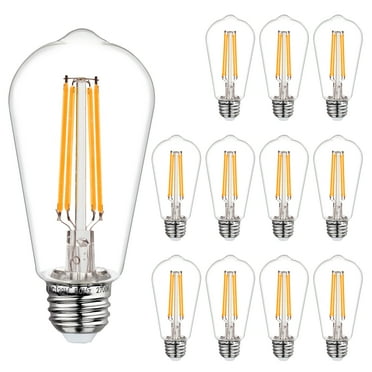 Emitting ST58 LED Edison Bulb, E26 Base, 2700K Warm White, Straight Filament Decorative Light Bulbs, 12-Pack