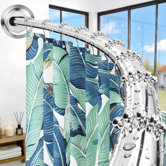 Emlaoe Curved Shower Curtain Rod Curved Shower Rod 50-72 Inch Adjustable Round Shower Curtain Rod Heavy Duty Tension Shower Rods for Bathroom Non-Slip Chrome