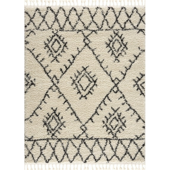 BoutiqueRugs Emlenton Bohemian/Global Area Rug - Charcoal, Beige - 5'3" x 7'