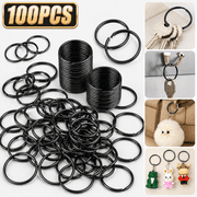 100 Pcs Metal Key Rings By Ustris, 3/4 inches 25mm Split Round Metal Silver Keyring for Home/Car/Outdoor/Arts/Lanyards/Crafts Keys Organization, Split Bulk Keyrings for Keychain and Crafts, Black