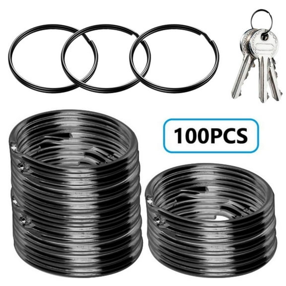100 Pcs Metal Key Rings By Ustris, 3/4 inches 25mm Split Round Metal Silver Keyring for Home/Car/Outdoor/Arts/Lanyards/Crafts Keys Organization, Split Bulk Keyrings for Keychain and Crafts, Black