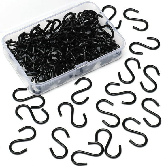 Emlimny 100 Pieces 1 Inch Mini S Hooks Small S Hooks Black Stainless Steel S Shaped Hooks for Ornaments, Jewelry and Hanging Small Kitchenware Potted Plants