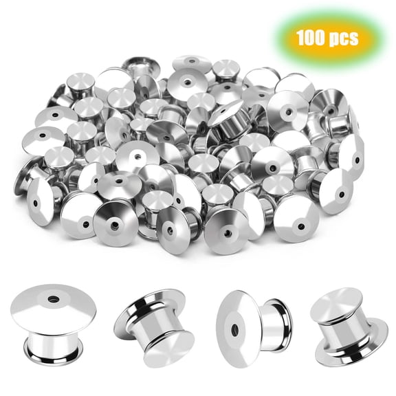 Emlimny 100 Pieces Locking Pin Backs, Metal Pin Backs for Brooch, Enamel Pins, Lapel Pins, Secure Clutch Backs, Pin Keepers, Badge Back Clasps