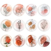 Emlimny 12 Pieces Fridge Magnets Line Drawing Refrigerator Magnets Glass Strong Magnetic Crystal Fridge Magnets Kitchen Office Whiteboard Decorative Magnets