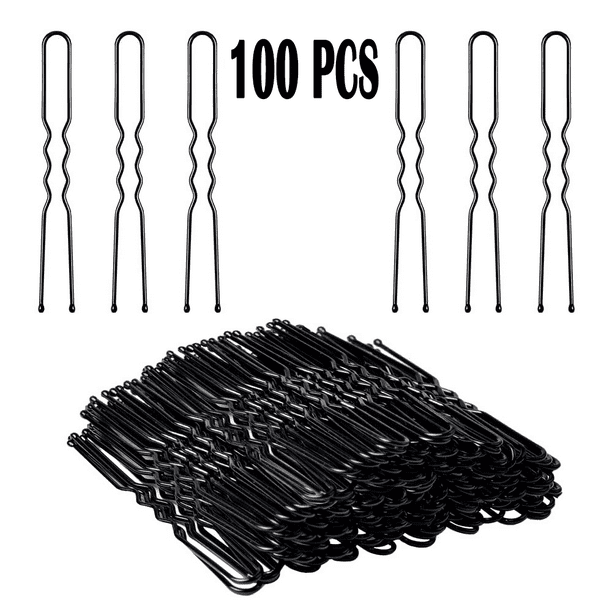 Emlimny 2.4 inch 100PCS U Shaped Blcak Hair Pins for Buns Ballet Bun Hair Pins for Women with Storage Box Walmart Business Supplies