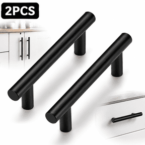 Emlimny 2 Pack | 5 Inch Cabinet Pulls Matte Black Stainless Steel Kitchen Drawer Pulls Cabinet Handles 5 InchLength, 3 Inch Hole Center