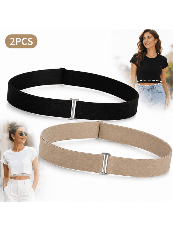 2 Pack Crop Top Tuck Band for Women Adjustable Tucky Waist Belt Tucking Shirts Sweater Tops Stretch Belts,Tuck Band for Crop Tops,Adjustable Waist Belt for Women