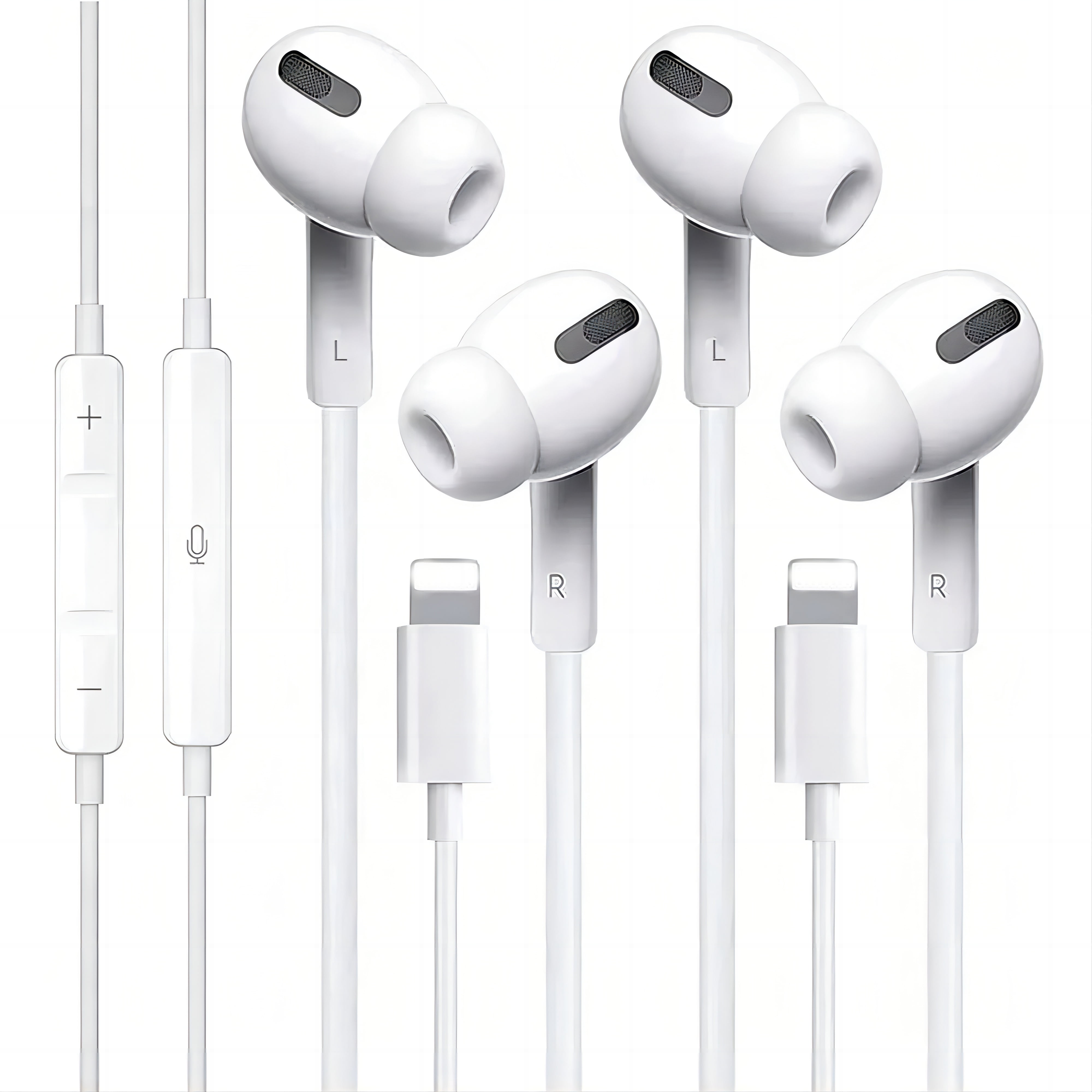 Emlimny 2 Pack Earbuds Wired Compatible Apple with Lightning Connector [Apple Mfi Certified