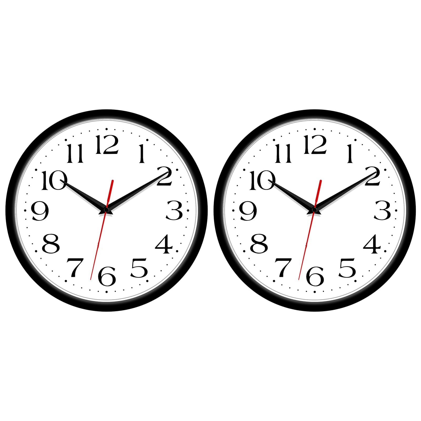 Emlimny 2 Pack Silent Wall Clock, 10 Inch Non Ticking Quiet Digital ...