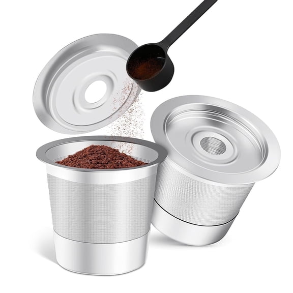 Ustris 2 Pack Reusable K-Cups Coffee Pods for Keurig, Universal Stainless Steel Refillable Reusable K Cup Coffee Filters Compatible with Keurig 1.0 Coffee Machines, Eco-Friendly, BPA-Free