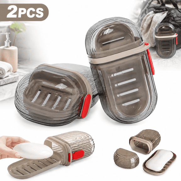 Emlimny 2 Pack Travel Soap Case,Bar Soap Travel Case,Small Versatile Portable Travel Soap Box with Sealed Lid Can Efficient Drainage and Leak-Proof Seal for Bathroom Showers, Gyms