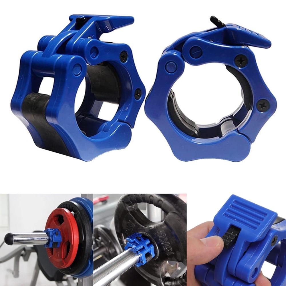 Blue Olympic Barbell Clamps & Dumbbell Clips - Quick Release for Gym ...