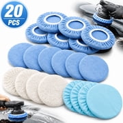 Emlimny 20 Pieces Car Orbital Buffer Polisher Pad Buffing Pads 5-6 inch Bonnet Microfiber Max Bonnet Polishing Buffing Pad Cover for Cleaning and Polishing