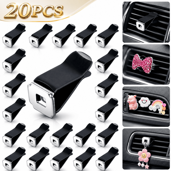 Emlimny 20 Pieces Square Head Car Air Vent Clips 12.66 mm Auto Air Conditioner Outlet Clips Air Freshener Clips for Car Air Vent Decoration (Black)
