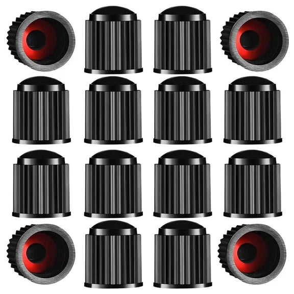 Emlimny 24 Pack Tire Valve Stem Caps with Sealing Ring - Upgraded Universal Fit Dust Caps for Car, Truck, Motorcycle, Bicycle, SUV, Trailer - Black Rubber Gasket Air Leak Protection