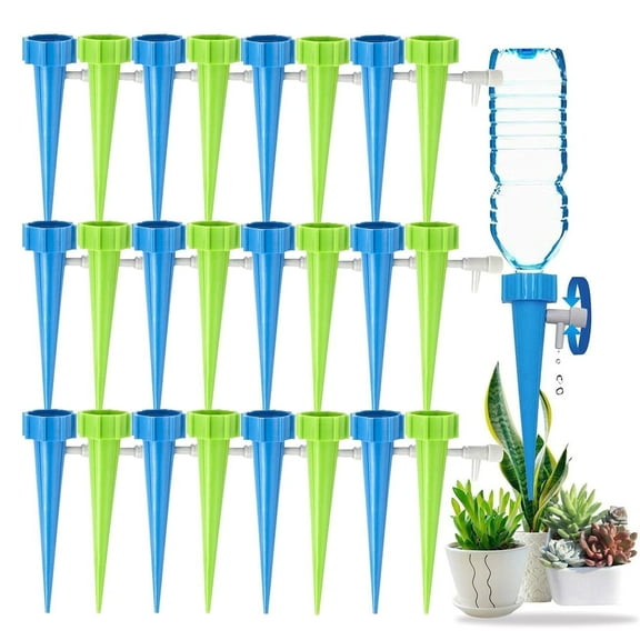 Rongsi 24 Packs Self Watering Spikes, Adjustable Plant Watering Spikes with Slow Release Control Valve Switch for Garden Plants Indoor & Outdoor