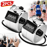 Emlimny 2 Pack Clicker Counter, Metal Hand Tally Counter Clicker, 4 Digit Mechanical Palm Click Counter for Counting Numbers, Coaching, Sports Events