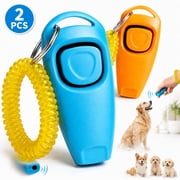 Rongsi 2 in 1 Pet Training Clickers, Whistle and Clicker Pet Training Tools with Wrist Strap Key Ring,Train Dog, Cat, Horse, Pets,2 pcs, Blue/Orange