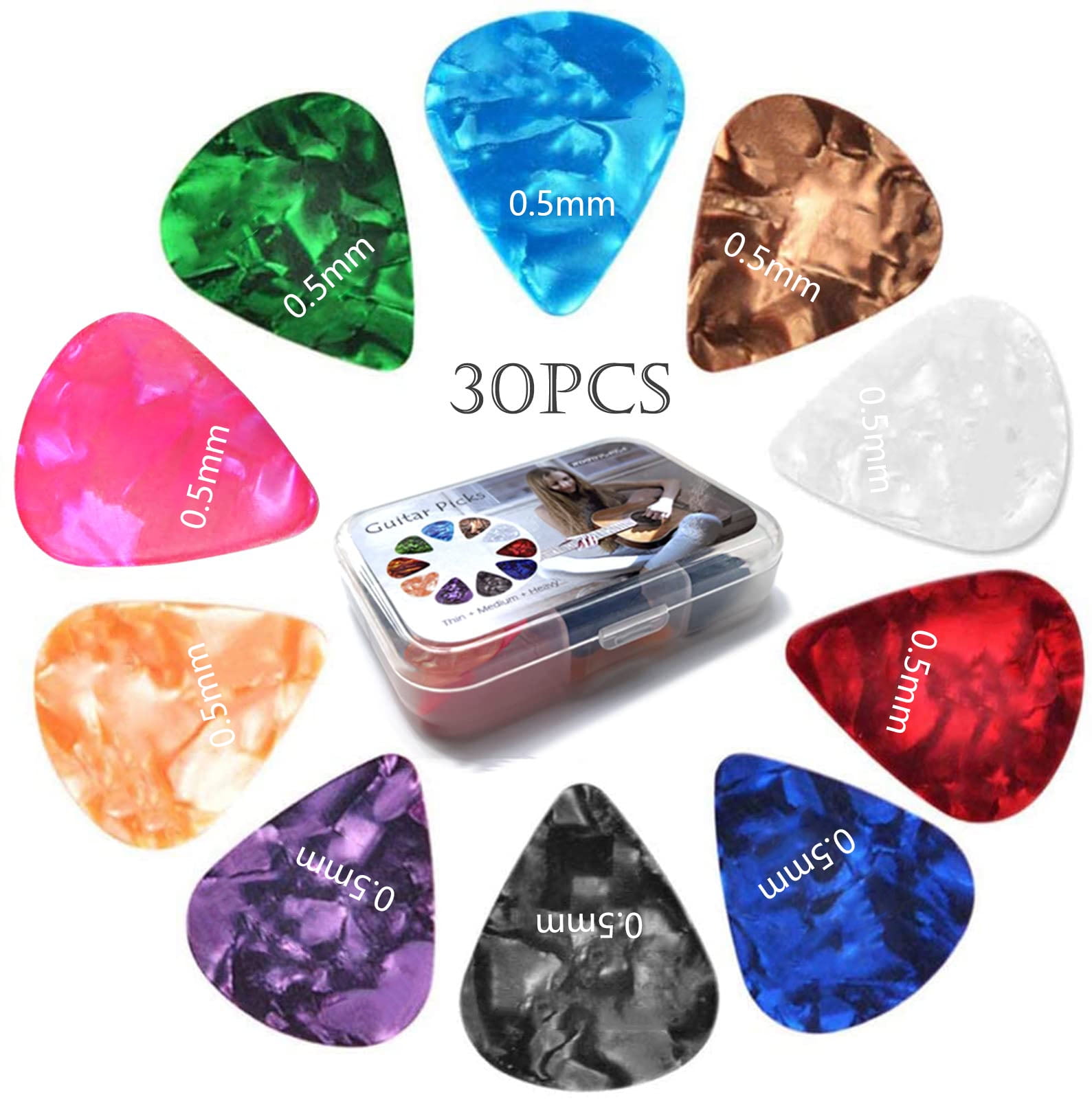LOOK 3 Colors Guitar Picks 1.0mm/0.8mm/0.6mm Thickness Plastic w/  High-sensitivity LED Light For Acoustic/ Electric Guitar Use - AliExpress