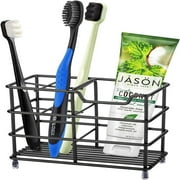 Rongsi 304 Stainless Steel Bathroom Toothbrush Holder Toothpaste Holder Stand Bathroom Accessories Organizer (Black)