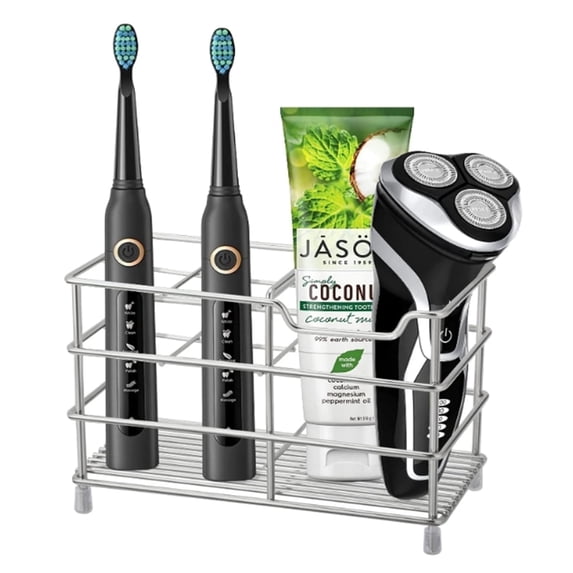 Rongsi 304 Stainless Steel Bathroom Toothbrush Holder Toothpaste Holder Stand Bathroom Accessories Organizer (Silver)