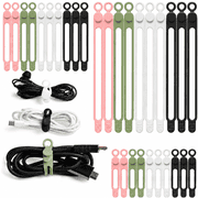 Emlimny 30Pcs Cord Organizer, Silicone Cable Ties Reusable, Cord Ties for Electronics, Multipurpose Elastic Wire Ties, Travel Essentials for Cable Organizer, Wi