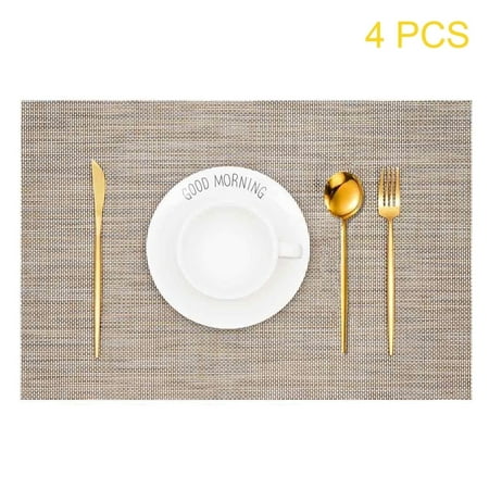 Rongsi PVC Non-Slip Placemats, Washable and Easy to Clean Table Mats for Dining Table, Heat Resistant Place Mats Set 4 Piece