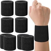 Emlimny 4 Pairs Wrist Sweatbands Tennis Wrist Bands Absorbent Sweat Band for Men and Women, Breathable Cotton Sweatbands,Elastic Wrist Bands,Tennis Wristbands,Sports Wrist Sweat Bands for Basketball