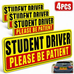 Emlimny 4 Pcs Student Driver Magnet Signs -Removable Reusable Movable New Driver, Teen Learner Car Magnets for Teens & Parents, Be Patient Safety Warning Reflective Decals