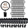 thumbnail image 1 of Rongsi 40 Pack Curtain Rings with Clips Hooks, Rustproof Matte Metal Stainless Steel Drapery Rings for Tension Rod Bracket Eyelets Hangers, Fits up to 0.88 in Curtain Rod Black-1" Interior Diameter, 1 of 7