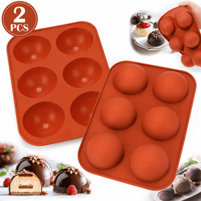 Emlimny 6 Holes Medium Semi Sphere Silicone Molds for Kitchen, 2 Packs Half Sphere Silicone Baking Molds for Making Chocolate, Cake, Jelly, Dome Mousse