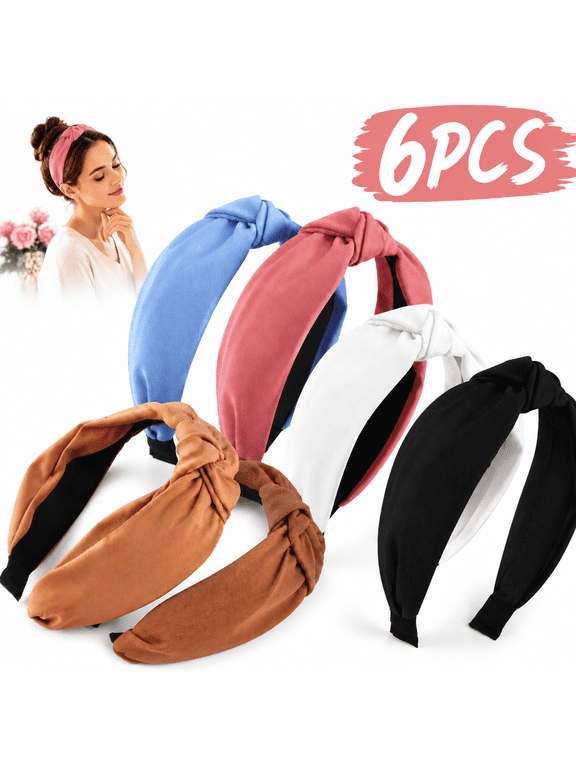 6 PCS Headbands for Women, Fabric Headbands for Women Stylish Top Knotted Headbands - Knotted Headband for Women - Head Bands Wide Hairband Hair Accessories