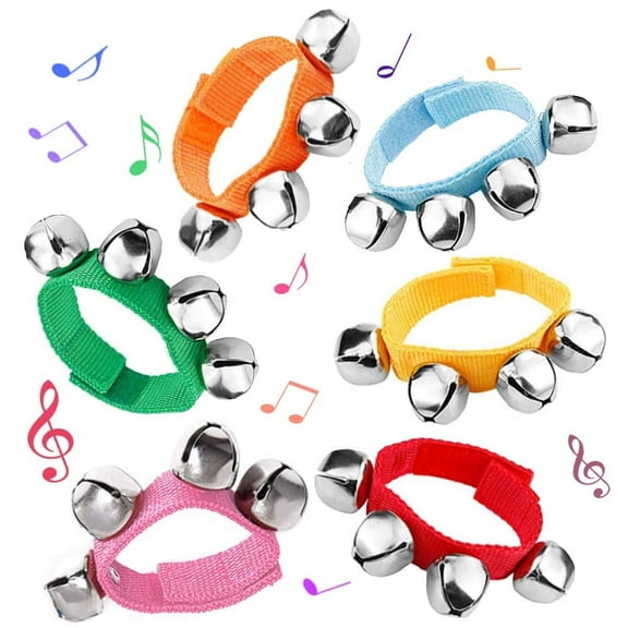 Emlimny 6 PCS Percussion Instruments, Wrist Bells Jingle Bells Musical Rhythm Toys,Music Bells Instrument Jingle Bell Bracelet, Ankle Bells Percussion Party