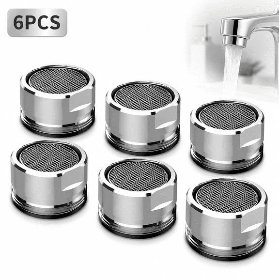 Emlimny 6 Pack Faucet Aerator 2.2 GPM Bathroom Sink Aerator Regular Standard Replacement Parts with Brass Shell 15/16-Inch Male Threads Aerator with Gasket for Kitchen Bathroom
