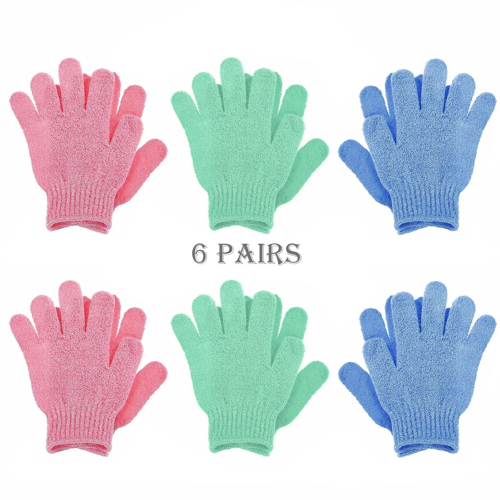 Emlimny 6 Pair Bath Gloves for Shower Natural Loofah Exfoliating Wash