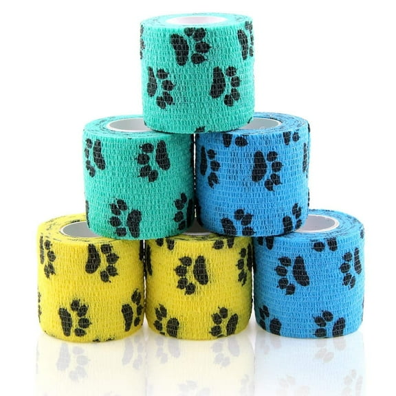 Emlimny 6 Pcs Vet Wrap Cohesive Bandages Bulk Self Adhesive Bandage Wrap Self Adherent Wrap Non-Woven for Dogs Pet Animals & Ankle Sprains & Swelling 2 inch x 5 Yards