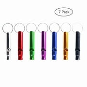 Emlimny 7 Pack Extra Loud Whistles for Camping Hiking Outdoors Sports and Emergency Situations, Sturdy but Light Aluminium Key Chain Signals Multi-Colors