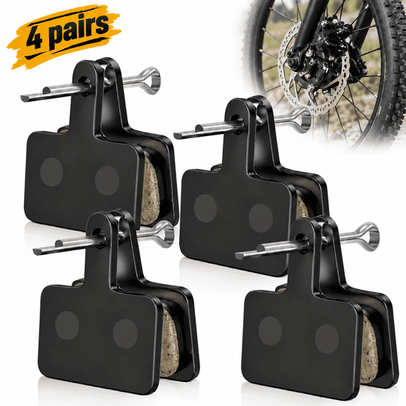 Emlimny 4 Pairs Bike Brake Pads with Springs, Semi-Metallic Bicycle Disc Brake Pads for Mountain Bike & Ebike, Compatible with Select Shimano Deore, Tektro & TRP Disc Brakes