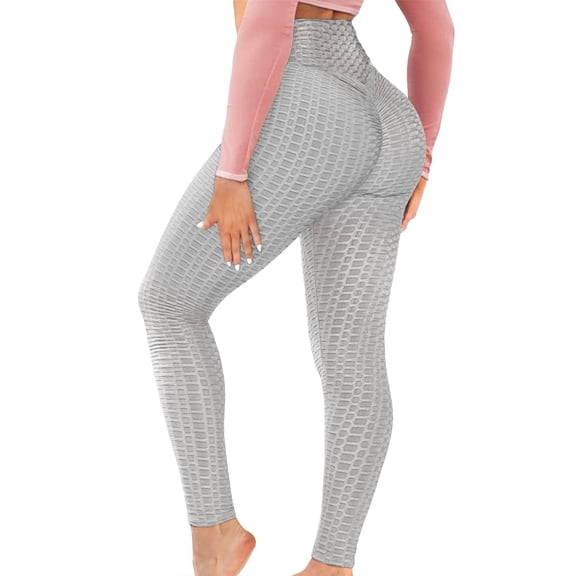 Emlimny Butt Lifting Anti Cellulite Leggings for Women High Waisted Yoga Pants Workout Tummy Control Sport Tights(Gray)